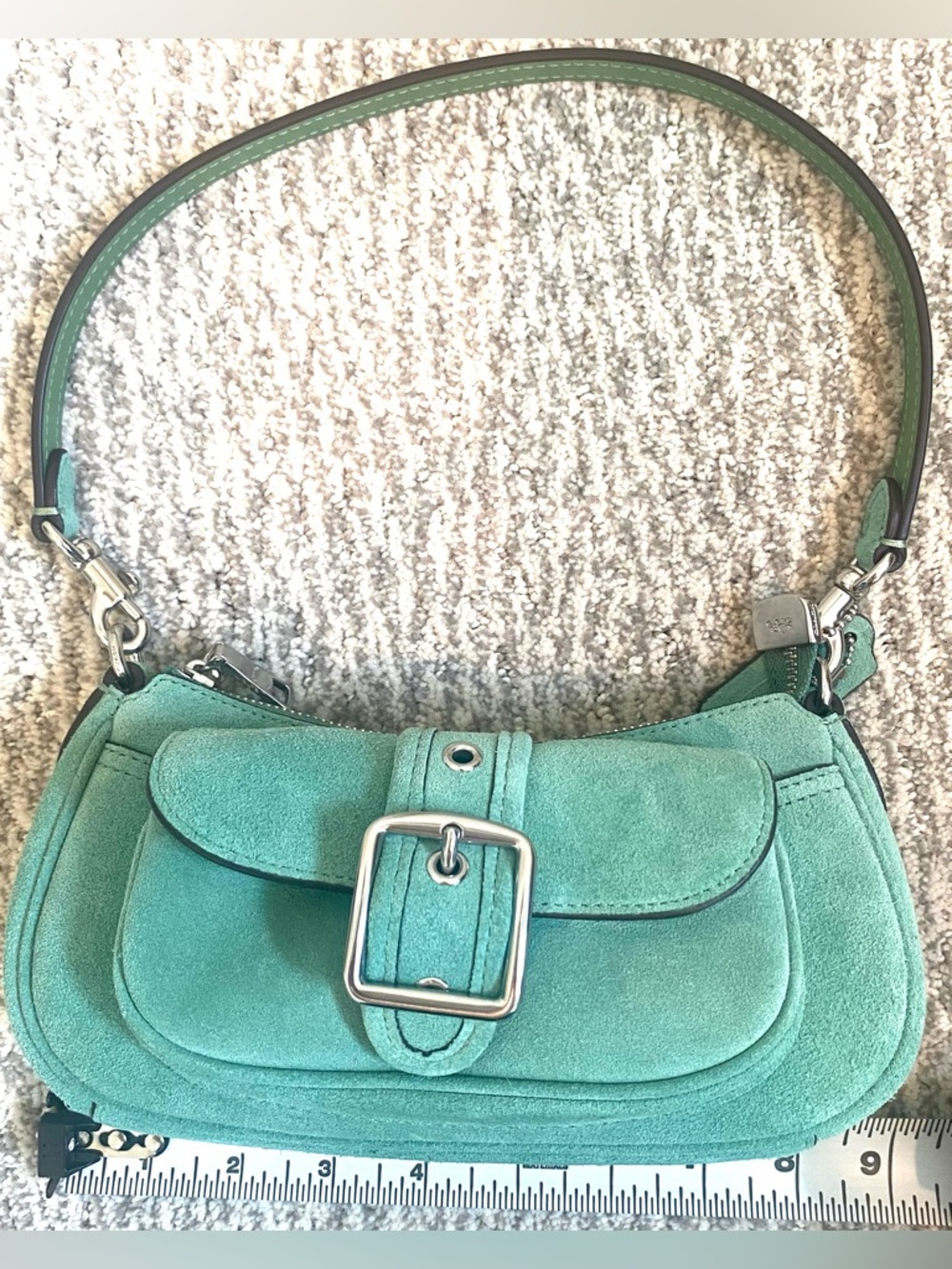 Coach Suede Soho Mini Shoulder Bag Baguette Leather Trim + Crossbody CDB12 Style - Picture 13 of 16